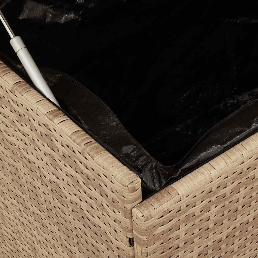 vidaXL Skrzynia ogrodowa z kółkami, beż, 110x55x73 cm, polirattan