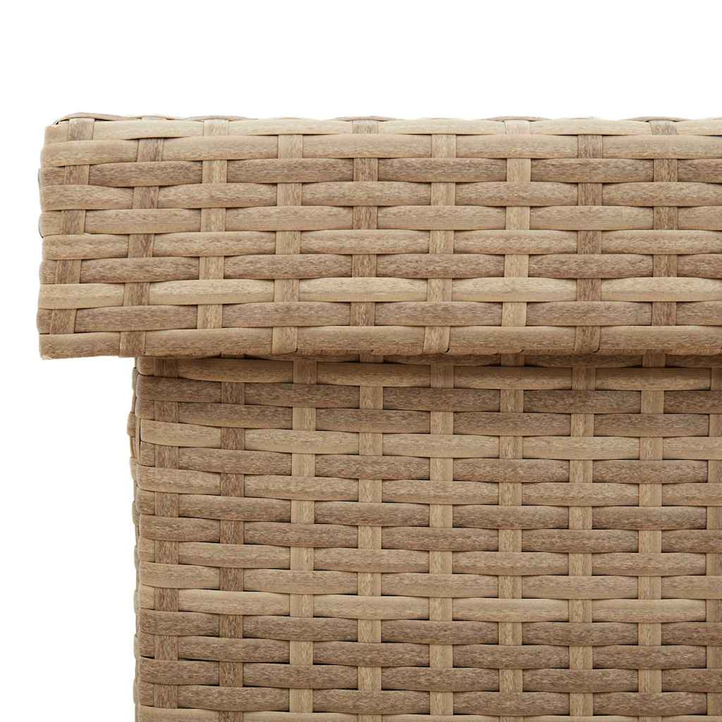 vidaXL Skrzynia ogrodowa z kółkami, beż, 110x55x73 cm, polirattan