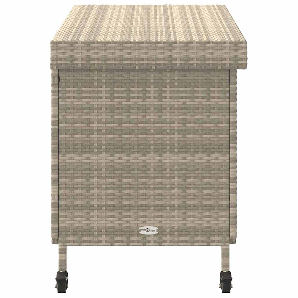 vidaXL Skrzynia ogrodowa z kółkami, szara, 110x55x73 cm, polirattan