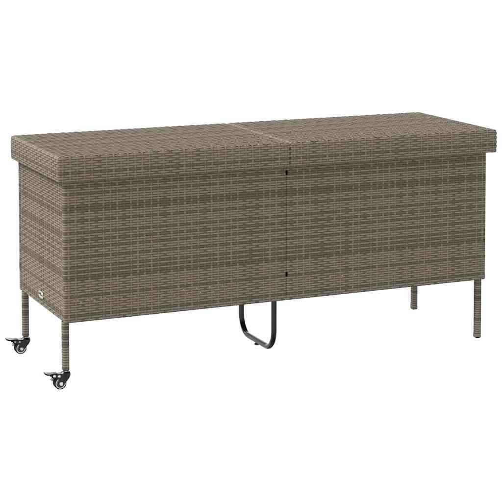 vidaXL Skrzynia ogrodowa z kółkami, szara, 160x55x75 cm, polirattan