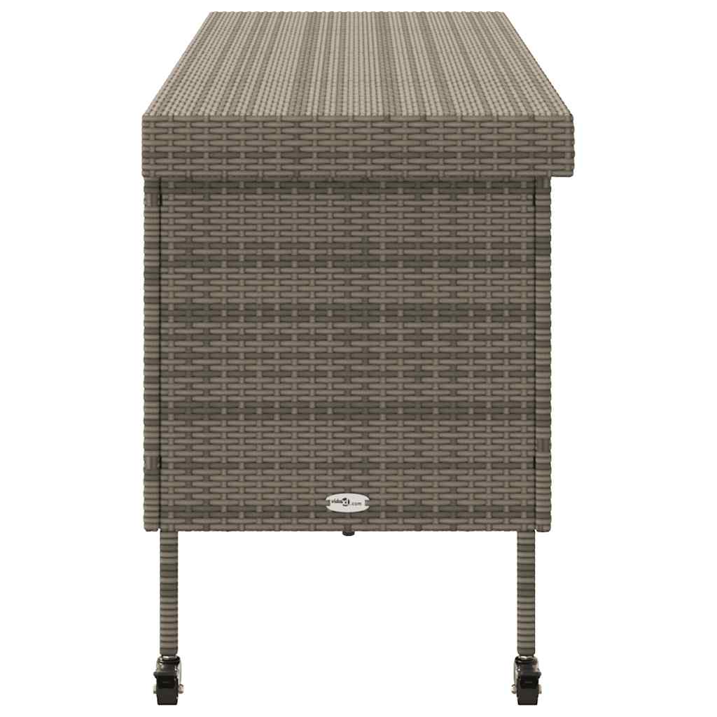 vidaXL Skrzynia ogrodowa z kółkami, szara, 160x55x75 cm, polirattan