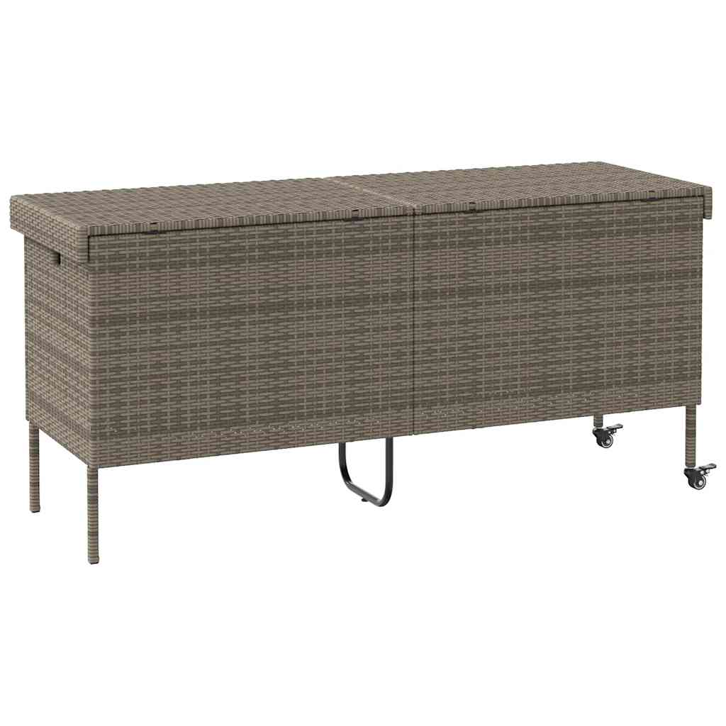 vidaXL Skrzynia ogrodowa z kółkami, szara, 160x55x75 cm, polirattan