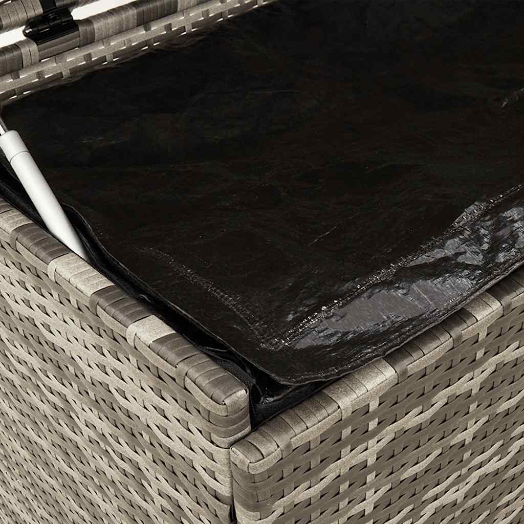 vidaXL Skrzynia ogrodowa z kółkami, szara, 160x55x75 cm, polirattan