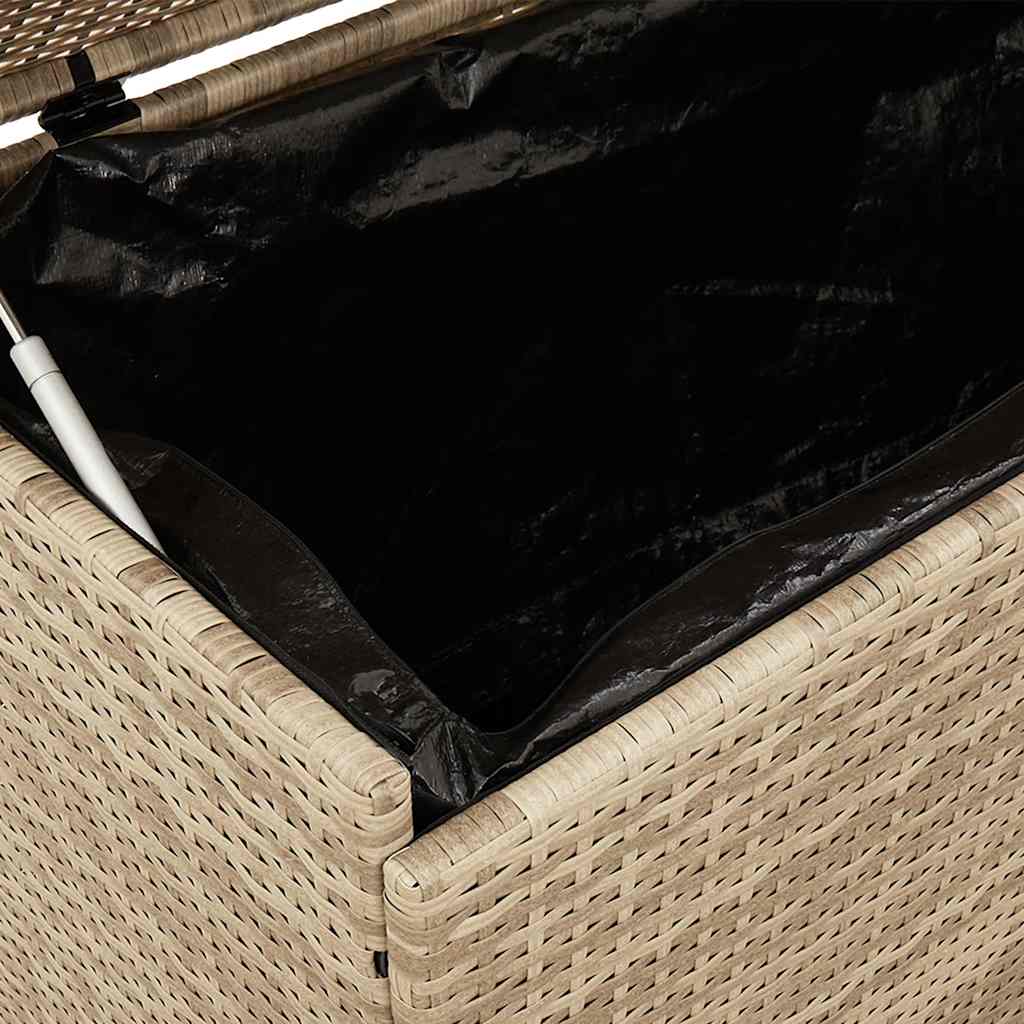 vidaXL Skrzynia ogrodowa z kółkami beżowa 160x55x75 cm polirattan