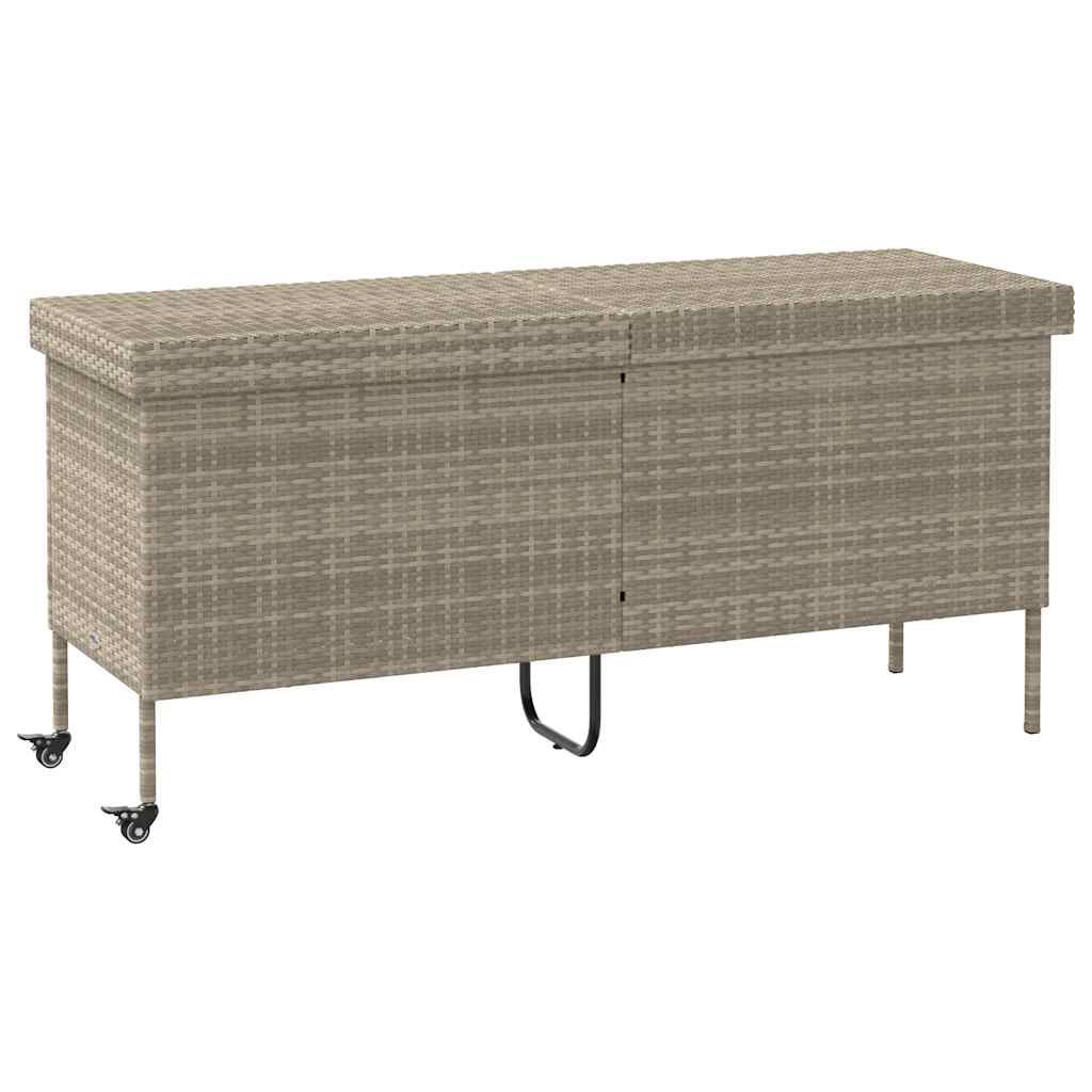 vidaXL Skrzynia ogrodowa z kółkami, szara, 160x55x75 cm, polirattan
