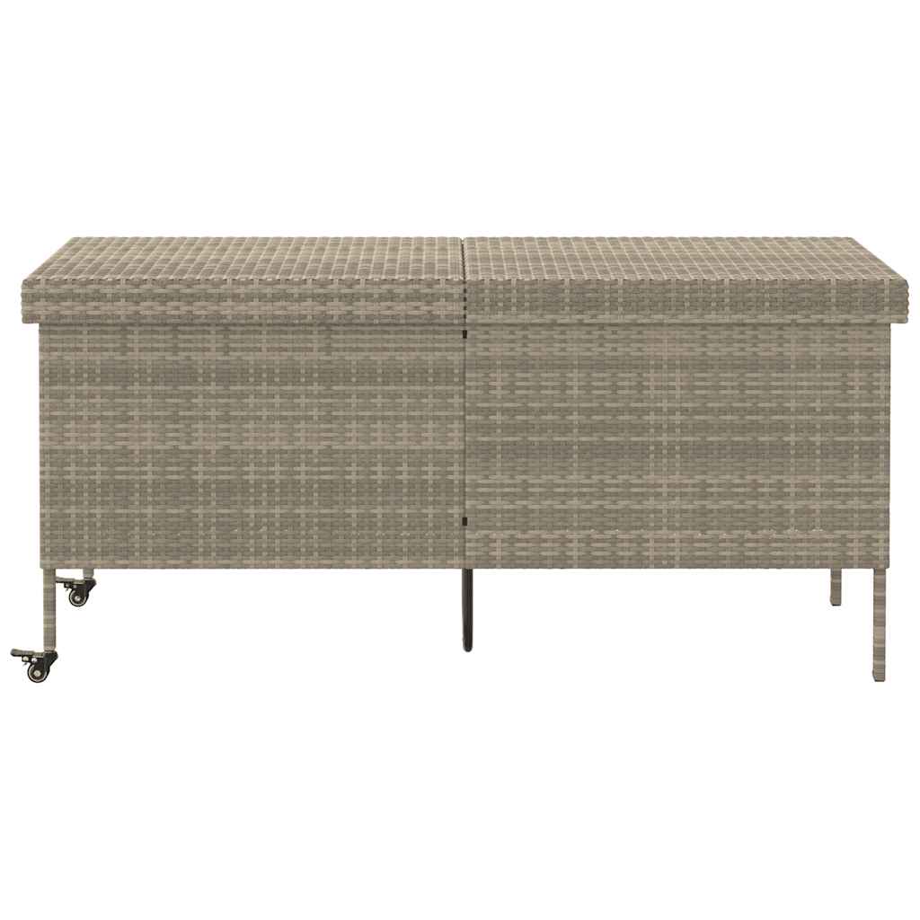 vidaXL Skrzynia ogrodowa z kółkami, szara, 160x55x75 cm, polirattan