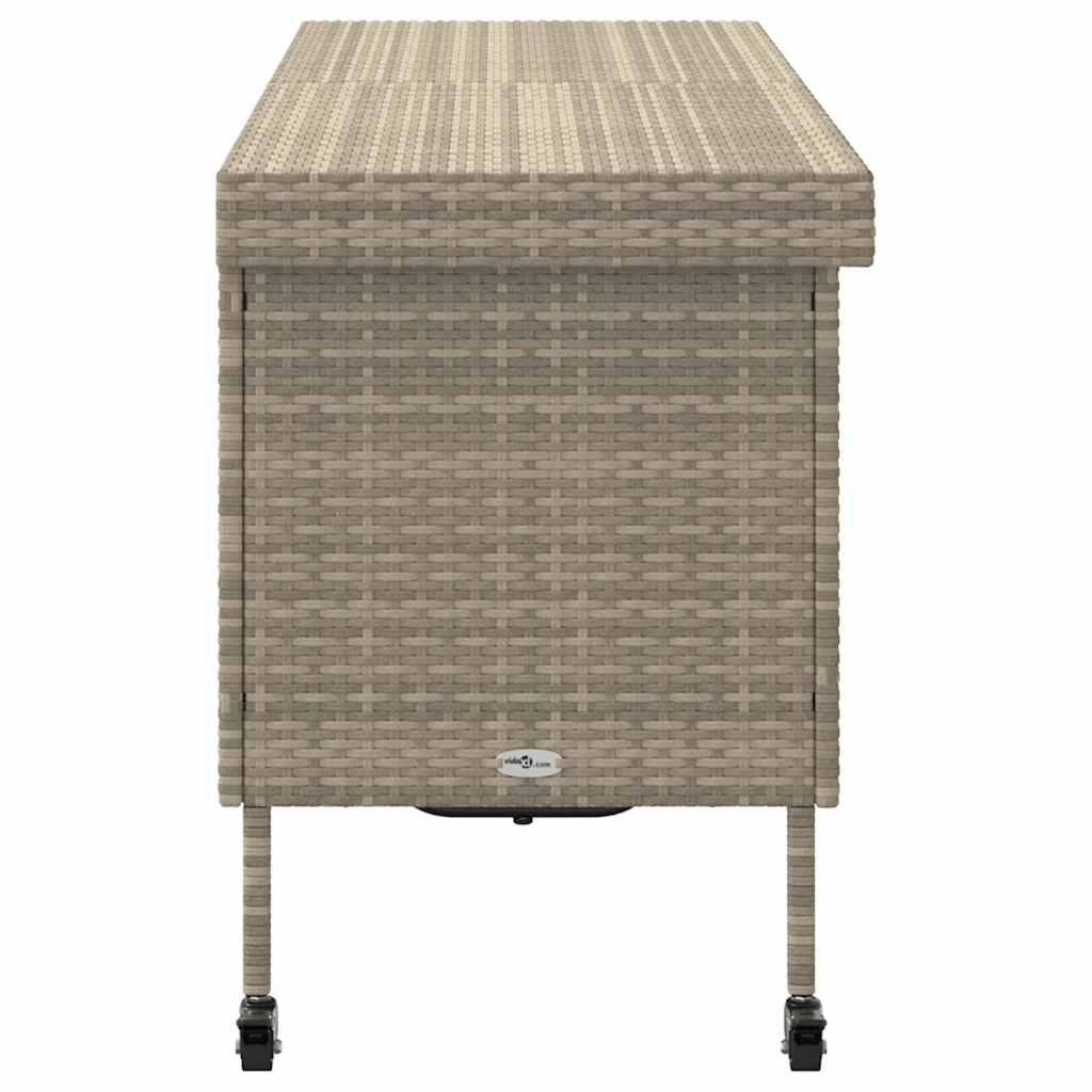 vidaXL Skrzynia ogrodowa z kółkami, szara, 160x55x75 cm, polirattan