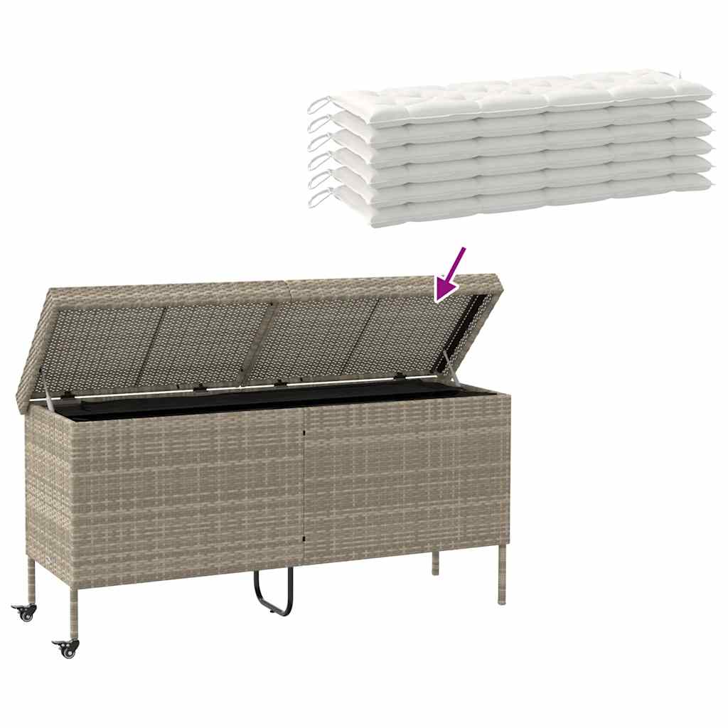 vidaXL Skrzynia ogrodowa z kółkami, szara, 160x55x75 cm, polirattan