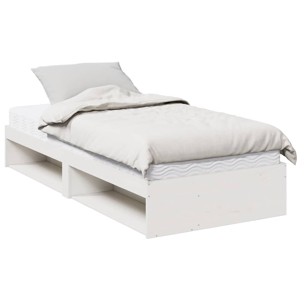 vidaXL Łóżko dzienne z materacem białe 100x200 cm lite drewno sosnowe