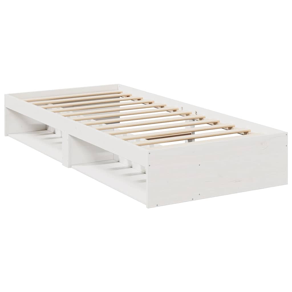 vidaXL Łóżko dzienne z materacem białe 100x200 cm lite drewno sosnowe