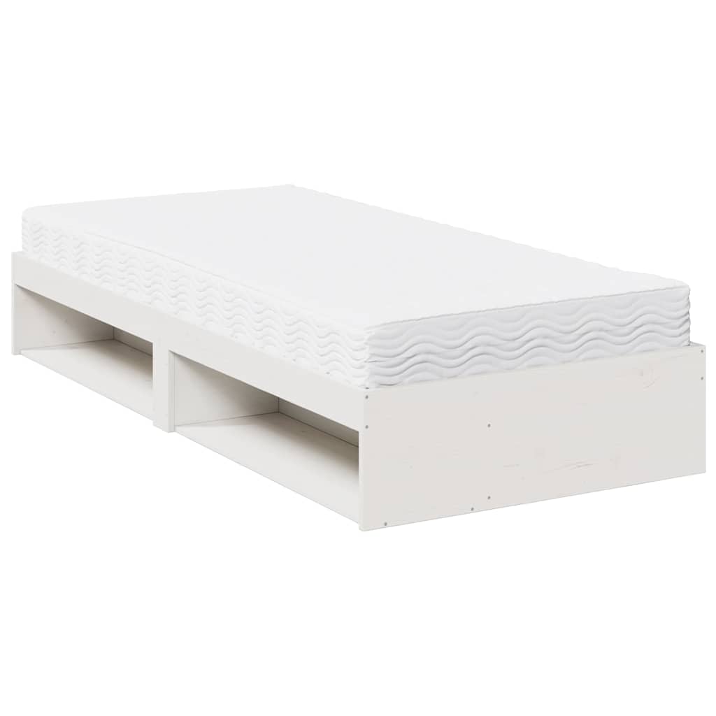 vidaXL Łóżko dzienne z materacem białe 100x200 cm lite drewno sosnowe