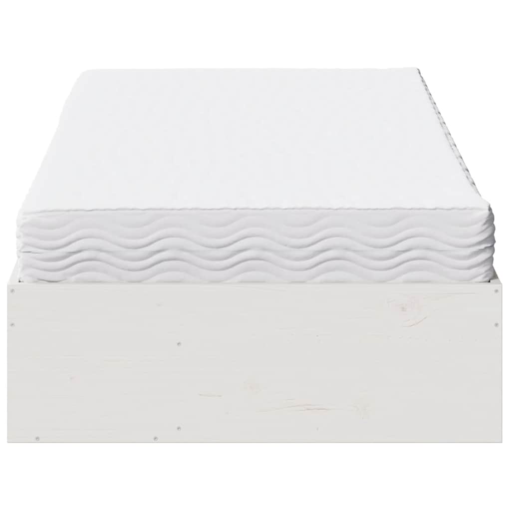 vidaXL Łóżko dzienne z materacem białe 100x200 cm lite drewno sosnowe