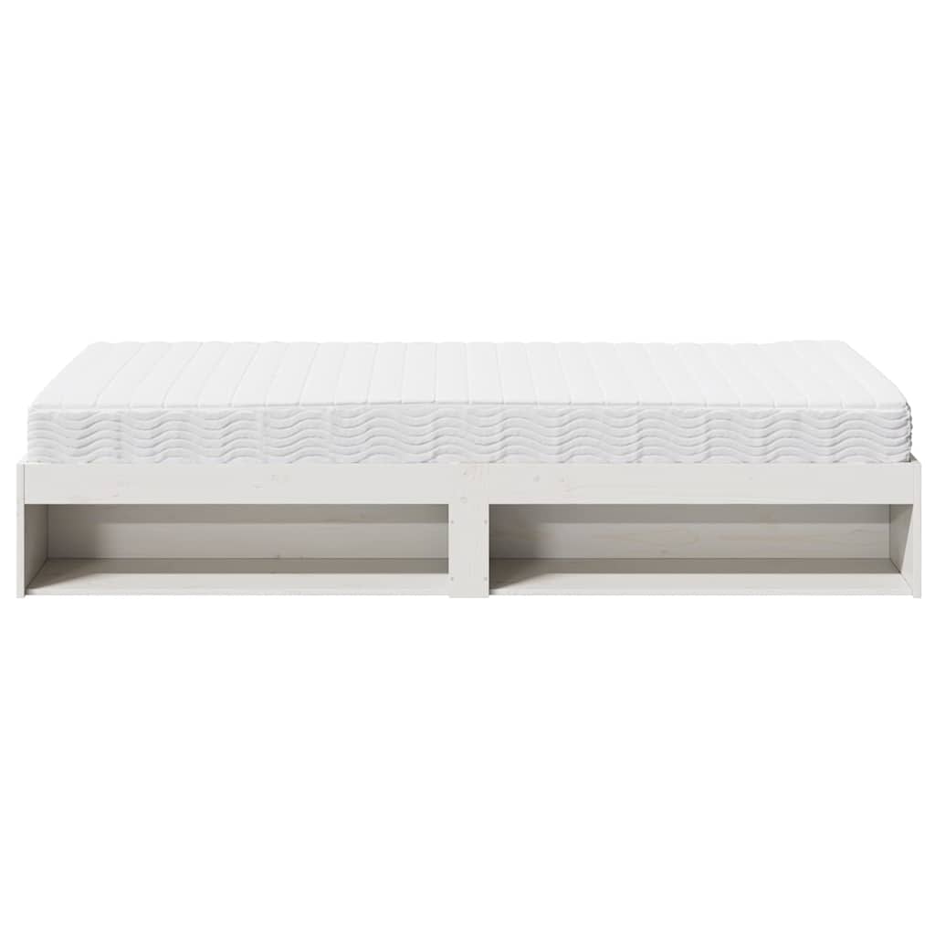 vidaXL Łóżko dzienne z materacem białe 100x200 cm lite drewno sosnowe