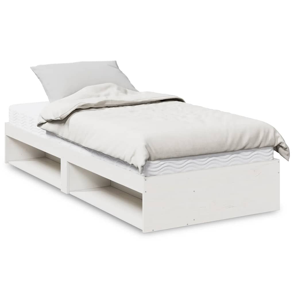 vidaXL Łóżko dzienne z materacem białe 100x200 cm lite drewno sosnowe