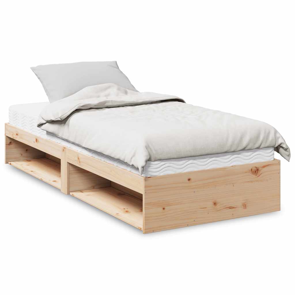 vidaXL Łóżko dzienne z materacem, 90x200 cm, lite drewno sosnowe