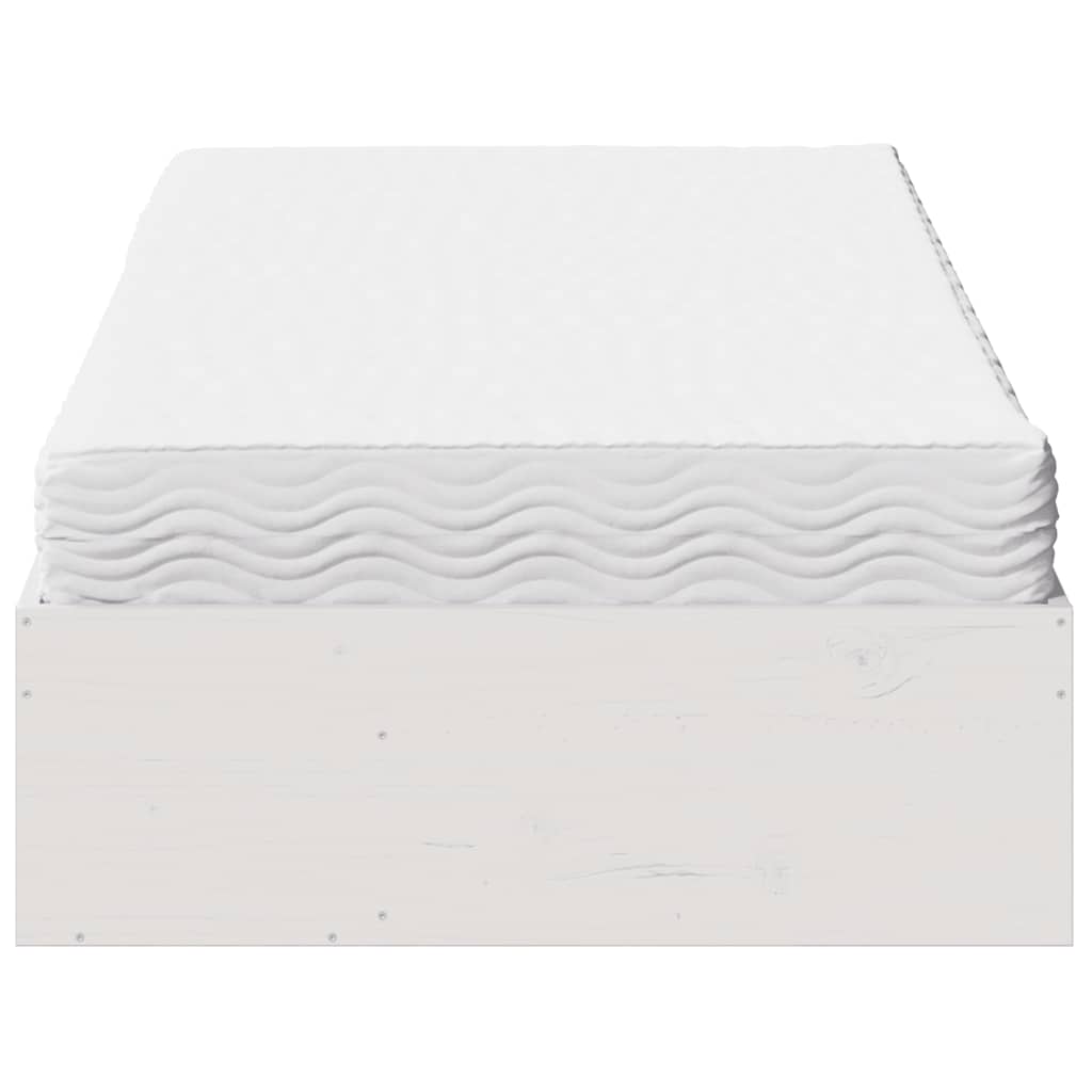 vidaXL Łóżko dzienne z materacem, białe, 90x200 cm, drewno sosnowe