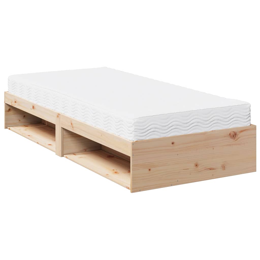 vidaXL Łóżko dzienne z materacem, 90x190 cm, lite drewno sosnowe