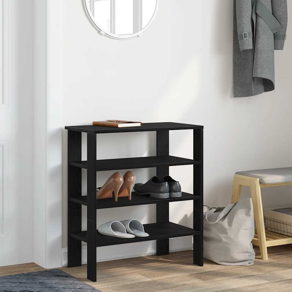vidaXL Półka na buty, czarna, 61x32x70 cm, materiał drewnopochodny