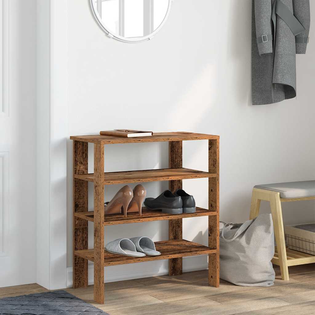 vidaXL Półka na buty, stare drewno, 61x32x70 cm
