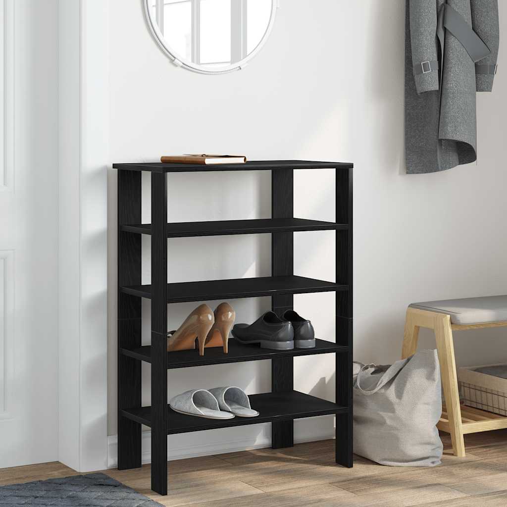 vidaXL Półka na buty, czarna, 61x32x87,5 cm, materiał drewnopochodny