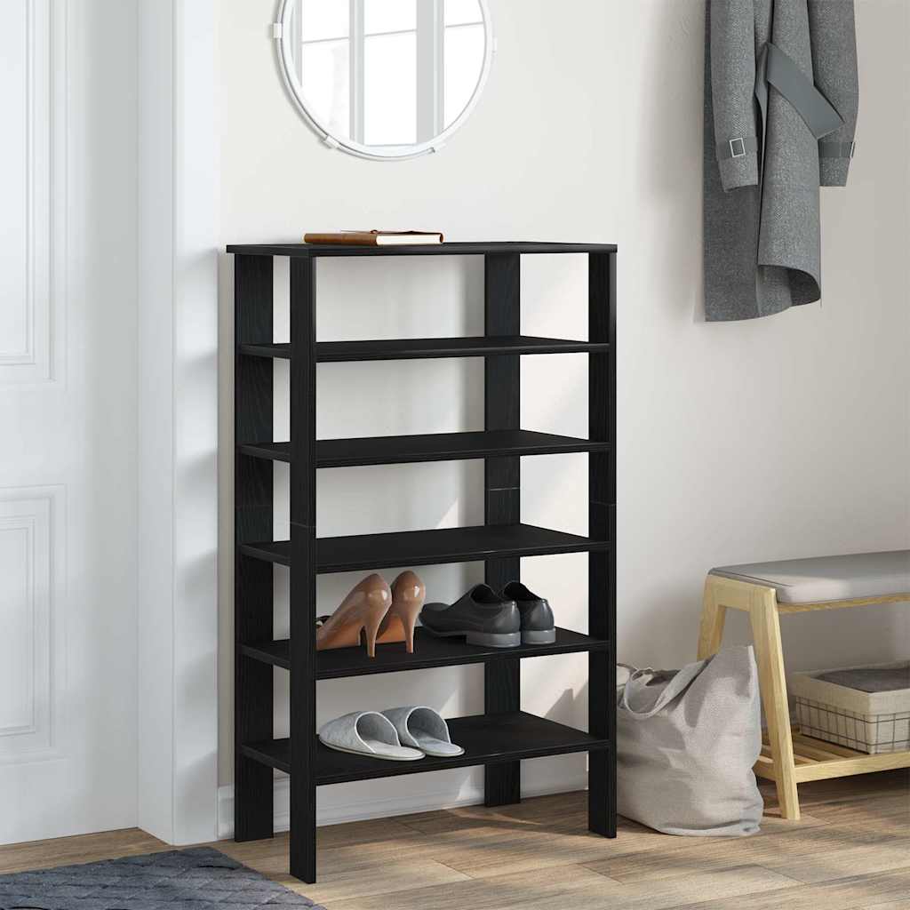 vidaXL Półka na buty, czarna, 61x32x105 cm, materiał drewnopochodny