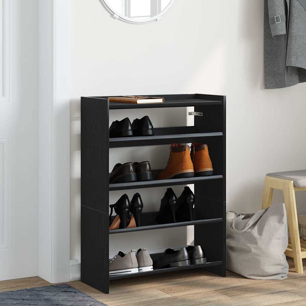 vidaXL Półka na buty, czarna, 60x25x81 cm, materiał drewnopochodny