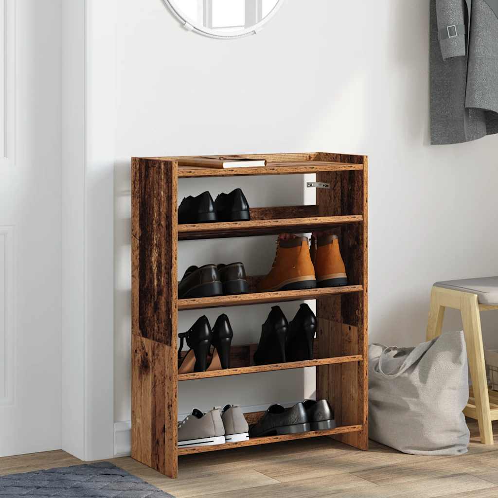vidaXL Półka na buty, stare drewno, 60x25x81 cm
