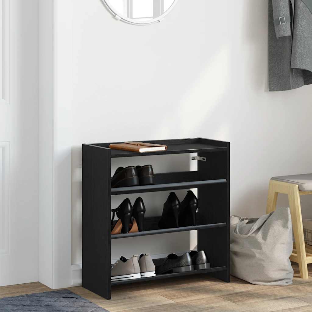 vidaXL Stojak na buty, czarna, 60x25x62 cm, materiał drewnopochodny