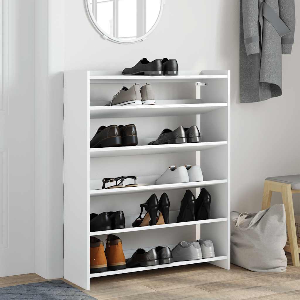 vidaXL Stojak na buty, biała, 80x25x100 cm, materiał drewnopochodny