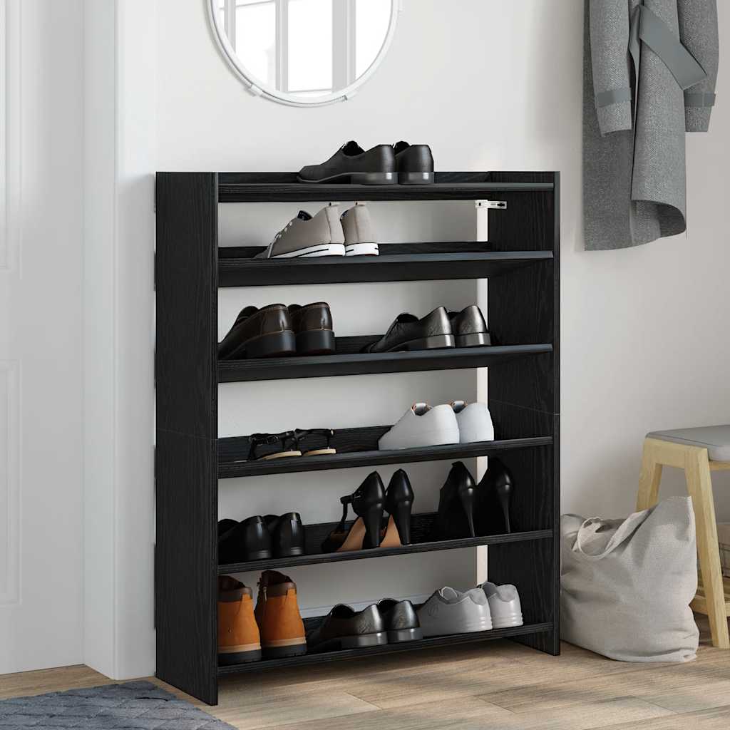 vidaXL Stojak na buty, czarna, 80x25x100 cm, materiał drewnopochodny