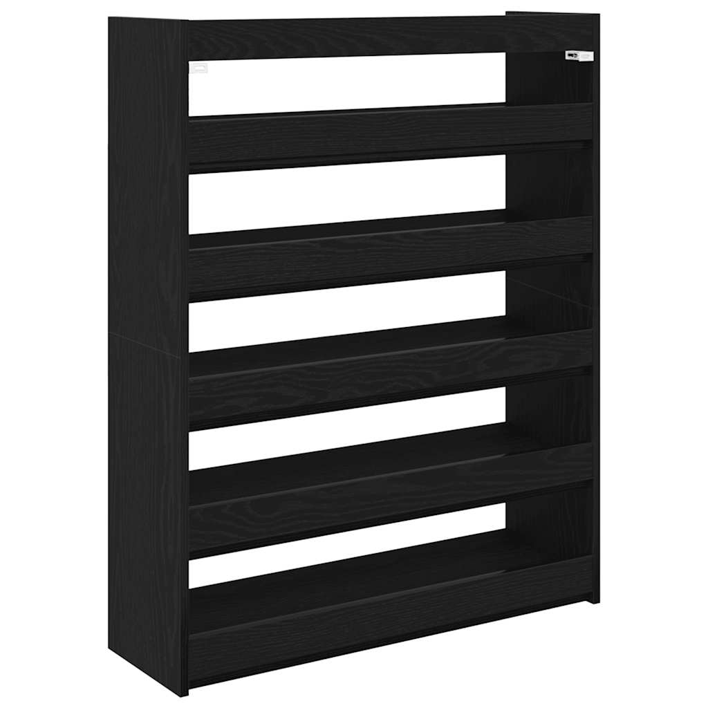 vidaXL Stojak na buty, czarna, 80x25x100 cm, materiał drewnopochodny