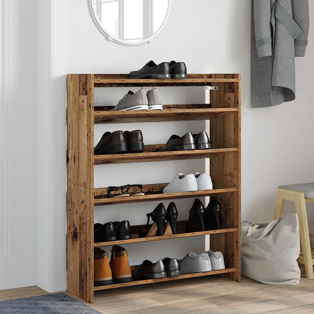 vidaXL Półka na buty, stare drewno, 80x25x100 cm