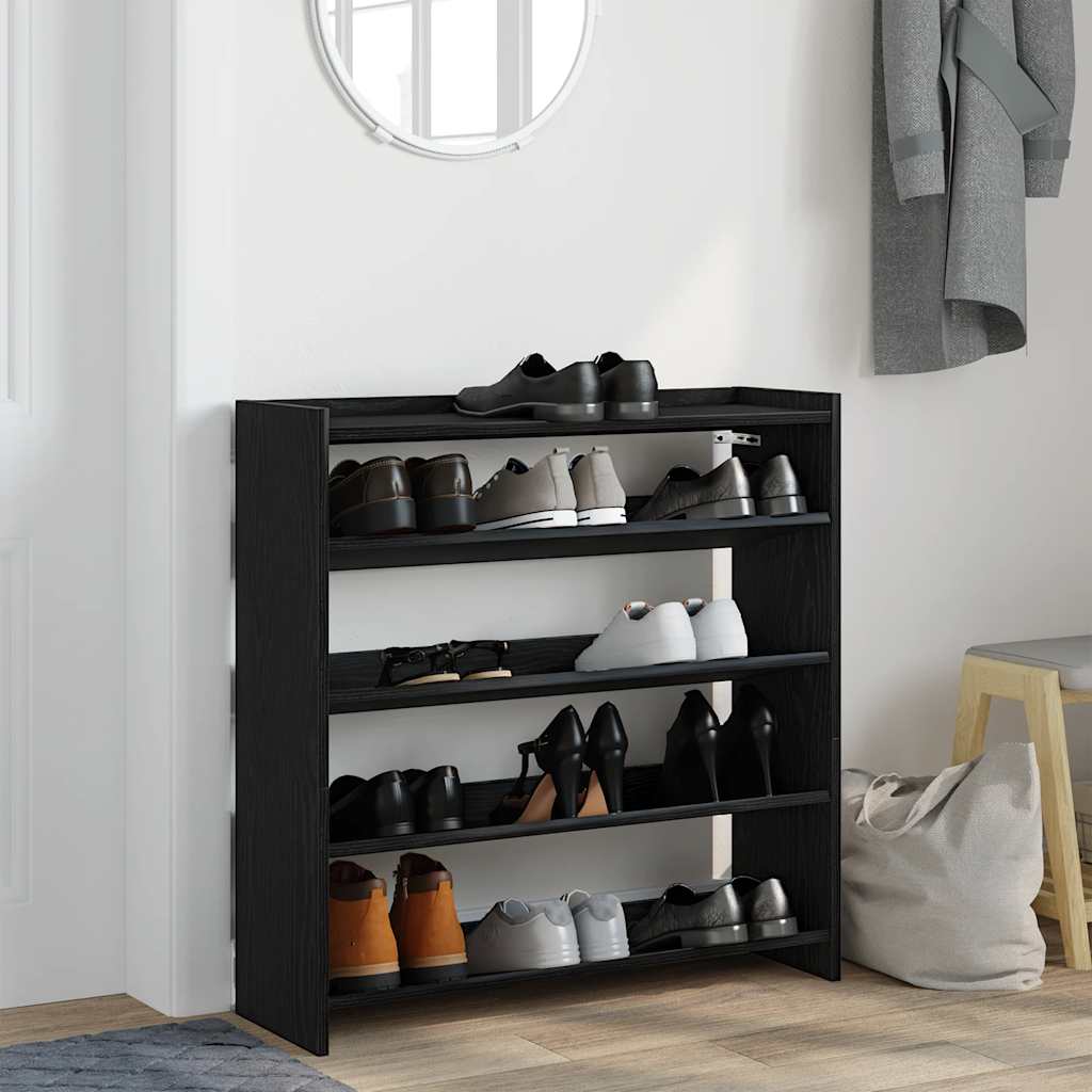 vidaXL Półka na buty, czarna, 80x25x81 cm, materiał drewnopochodny