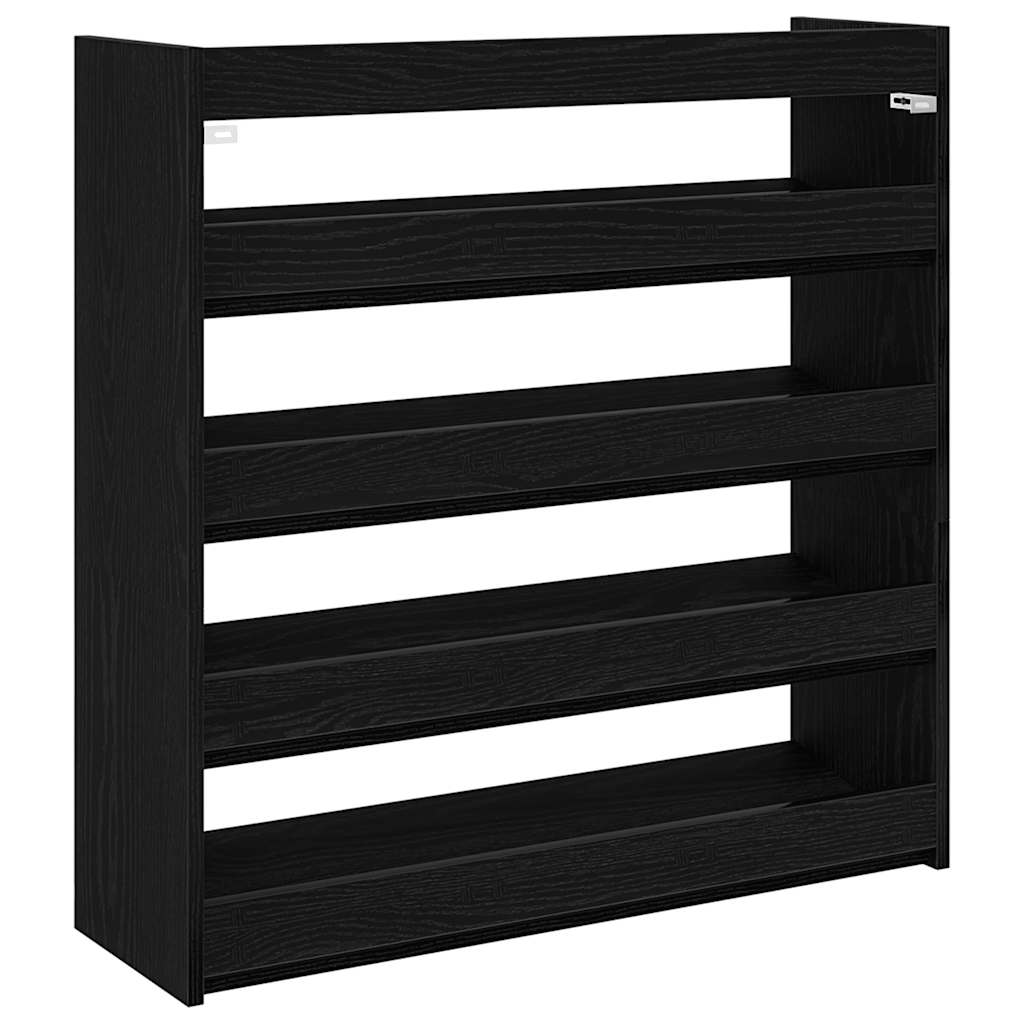 vidaXL Półka na buty, czarna, 80x25x81 cm, materiał drewnopochodny