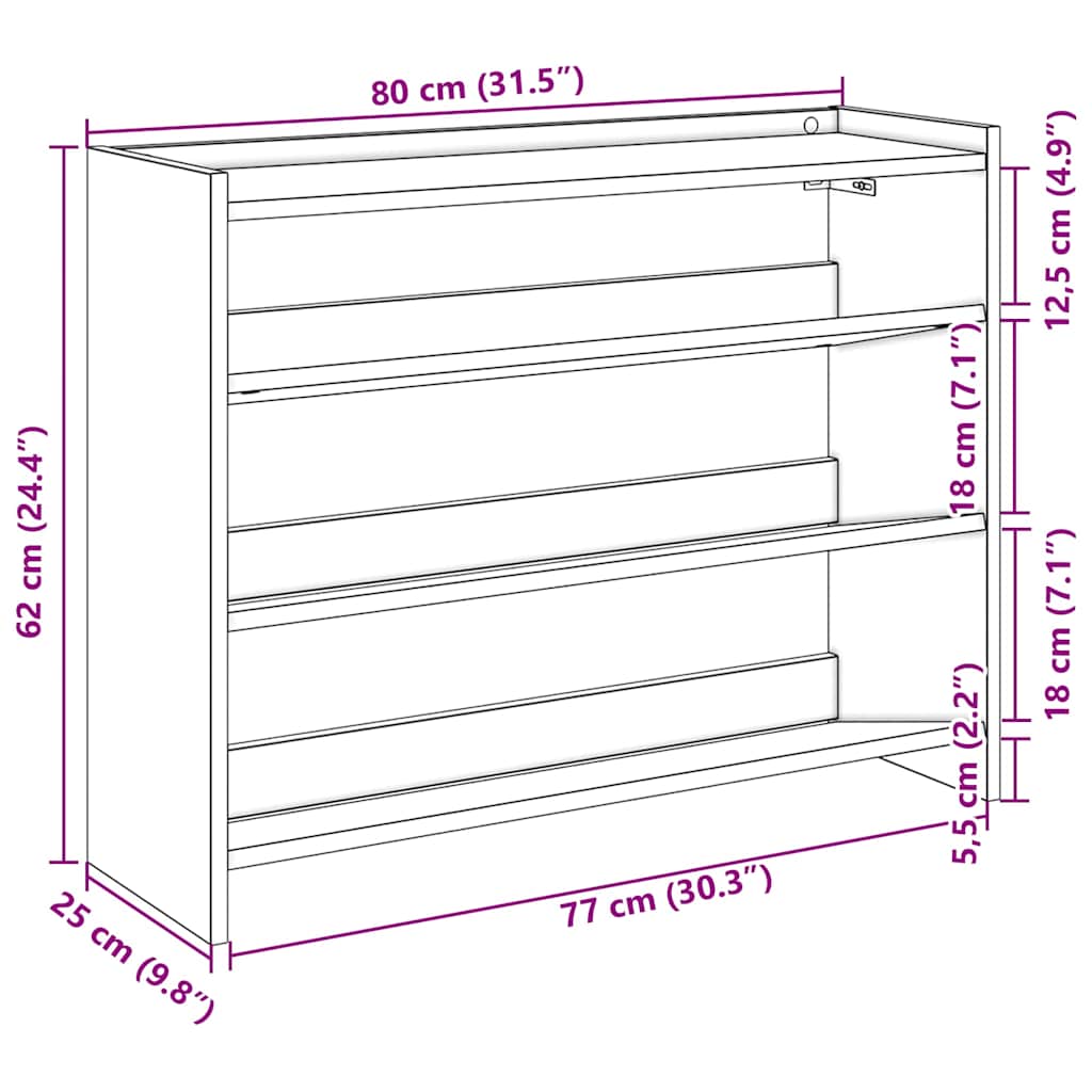 vidaXL Stojak na buty, stare drewno, 80x25x62 cm