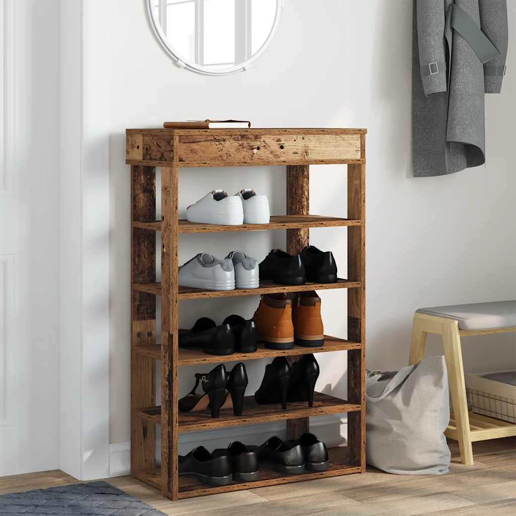 vidaXL Stojak na buty, stare drewno, 60x30x98 cm