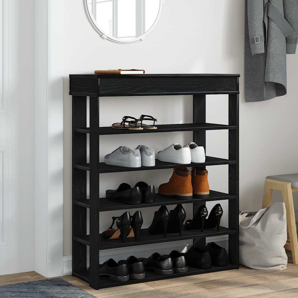 vidaXL Półka na buty, czarna, 80x30x98 cm, materiał drewnopochodny