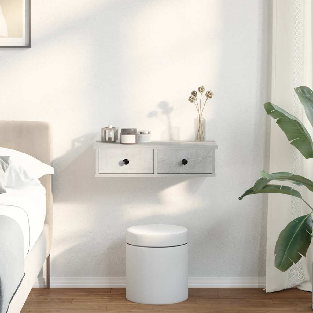 vidaXL Półka ścienna z szufladami, szarość betonu, 60x28x15 cm