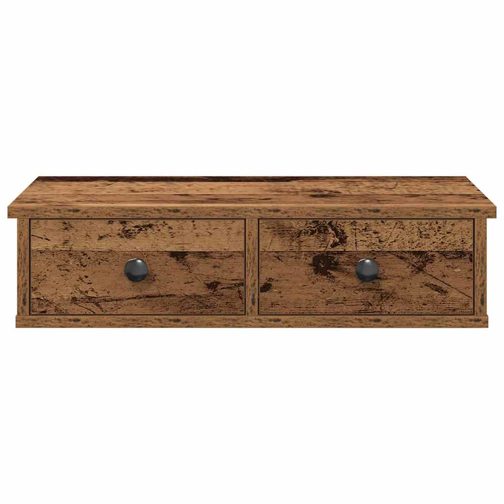 vidaXL Półka ścienna z szufladami, stare drewno, 60x28x15 cm