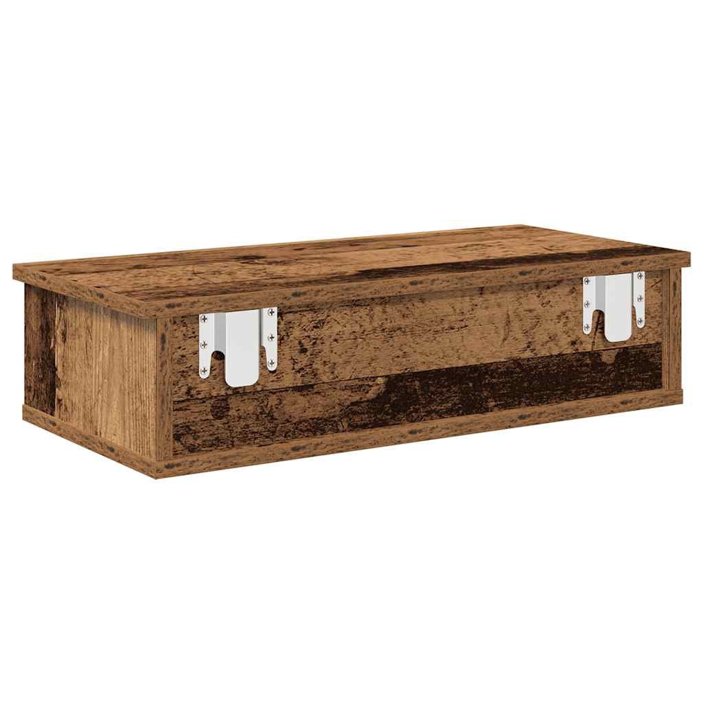 vidaXL Półka ścienna z szufladami, stare drewno, 60x28x15 cm