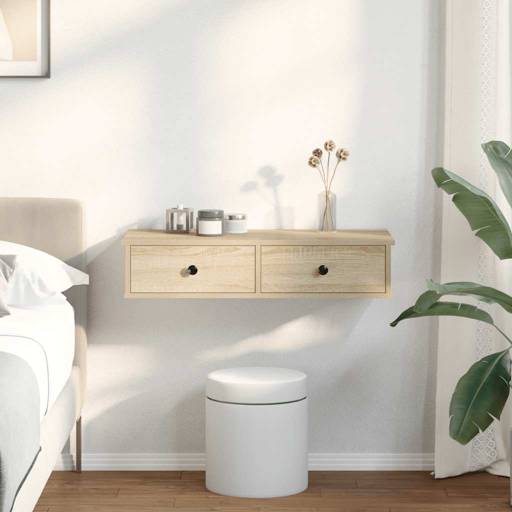 vidaXL Półka ścienna z szufladami, dąb sonoma, 80x34x17 cm