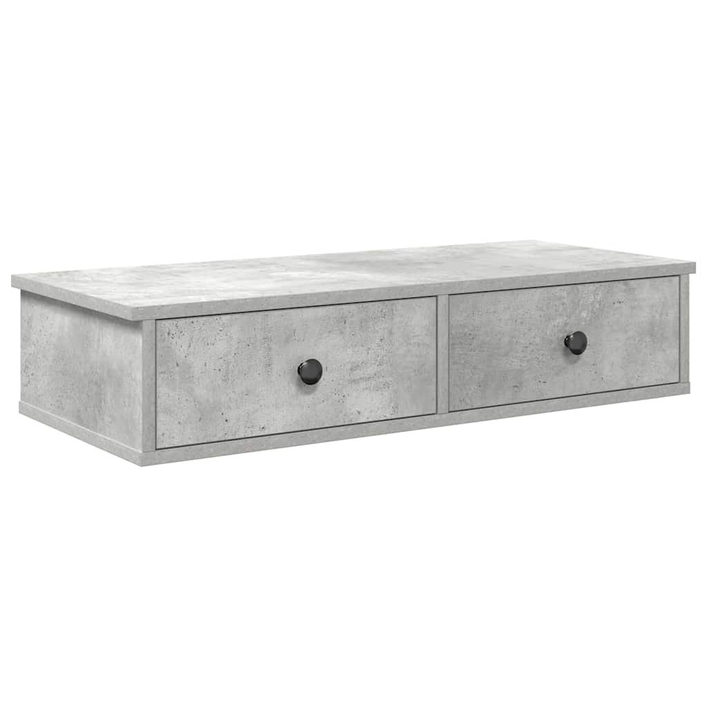 vidaXL Półka ścienna z szufladami, szarość betonu 80x31x17 cm