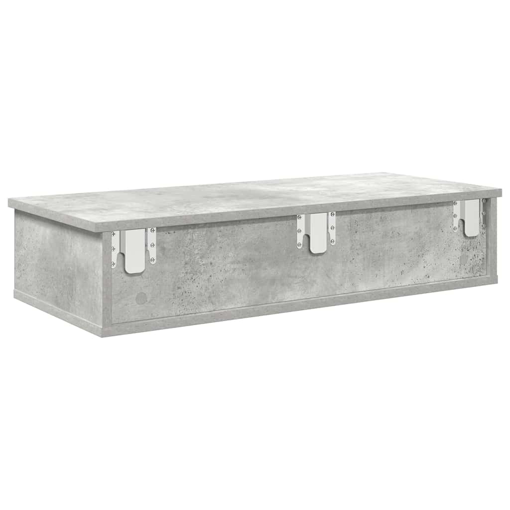 vidaXL Półka ścienna z szufladami, szarość betonu 80x31x17 cm
