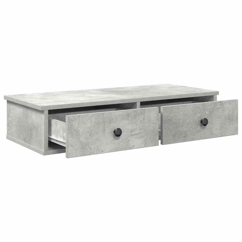 vidaXL Półka ścienna z szufladami, szarość betonu 80x31x17 cm