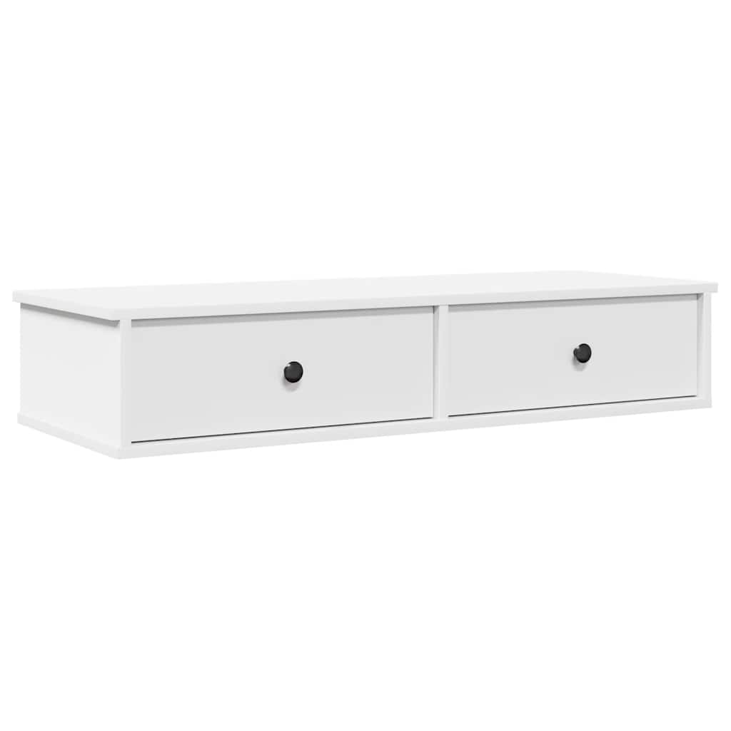 vidaXL Półka ścienna z szufladami, biała, 100x37,5x19 cm