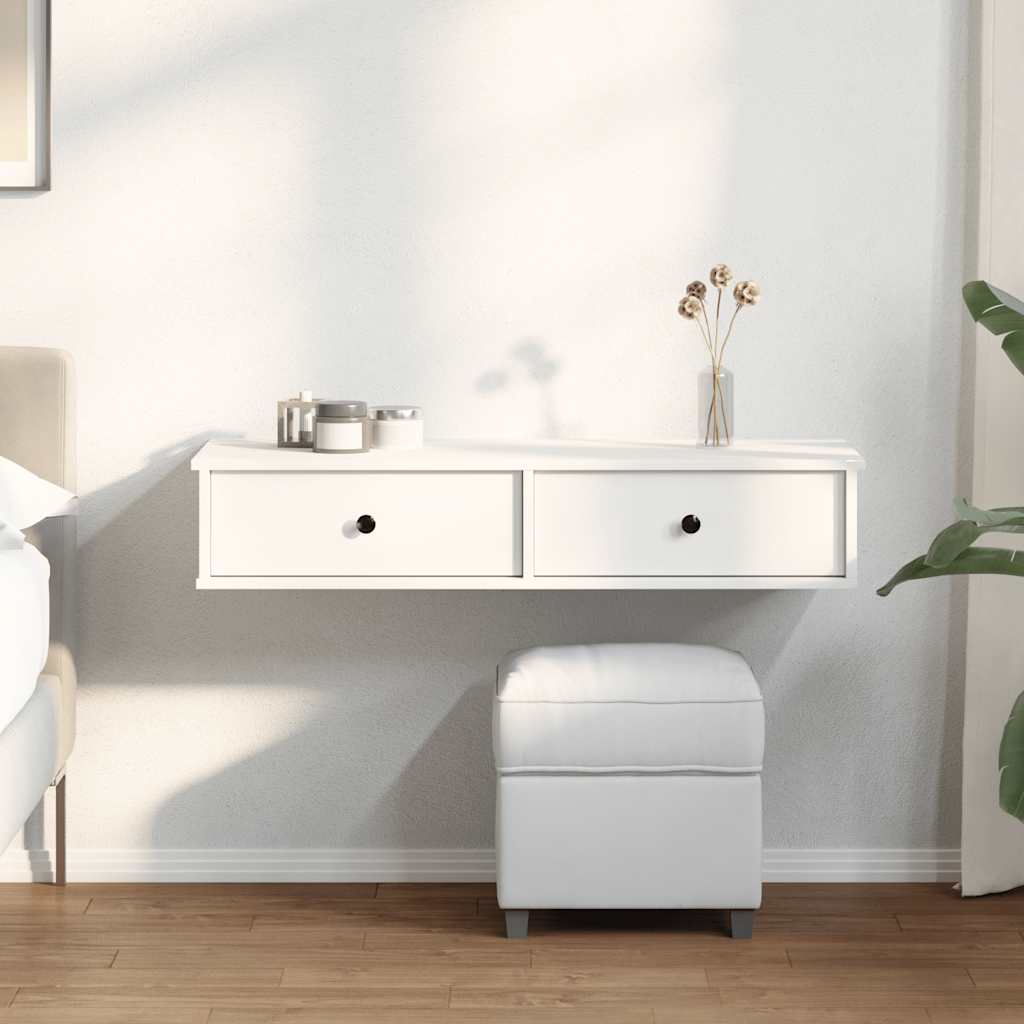 vidaXL Półka ścienna z szufladami, biała, 100x37,5x19 cm