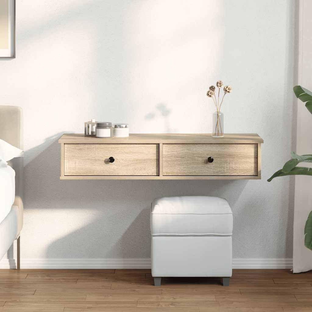 vidaXL Półka ścienna z szufladami, dąb sonoma, 100x37,5x19 cm