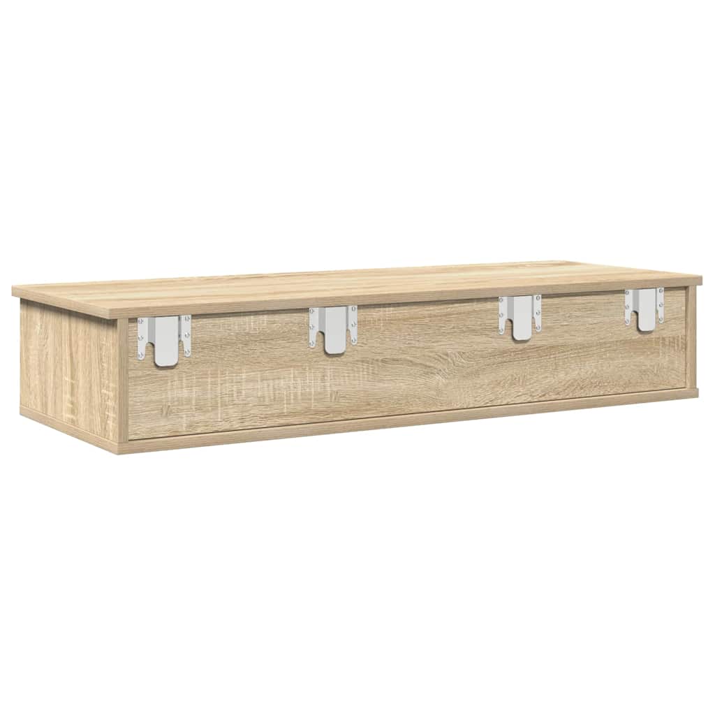 vidaXL Półka ścienna z szufladami, dąb sonoma, 100x37,5x19 cm