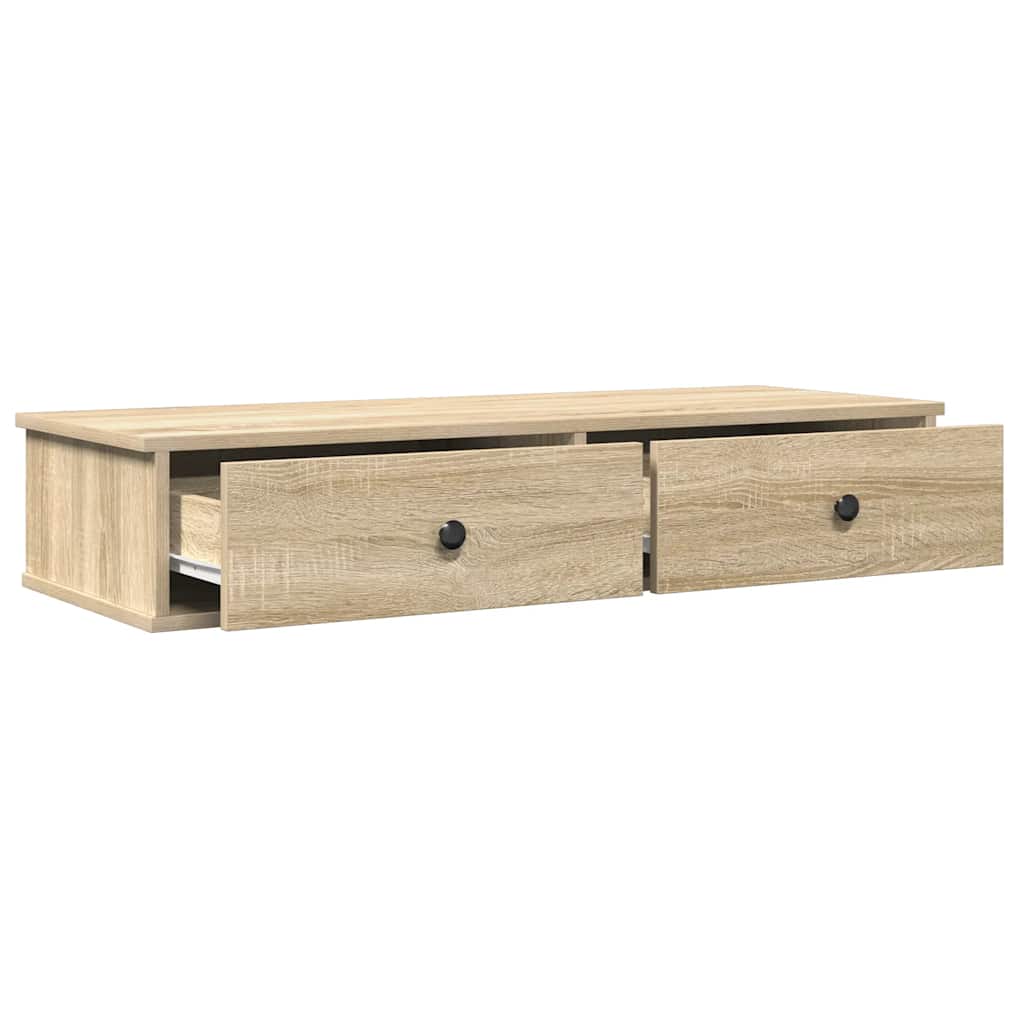 vidaXL Półka ścienna z szufladami, dąb sonoma, 100x37,5x19 cm