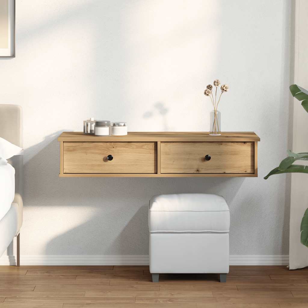 vidaXL Półka ścienna z szufladami, dąb artisian, 100x37,5x19 cm